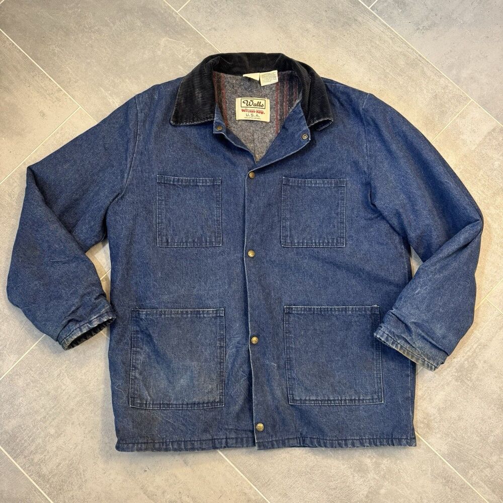 VTG Walls Blizzard Pruf Denim Barn Coat – Men’s XL Blanket lined- Work jacket
